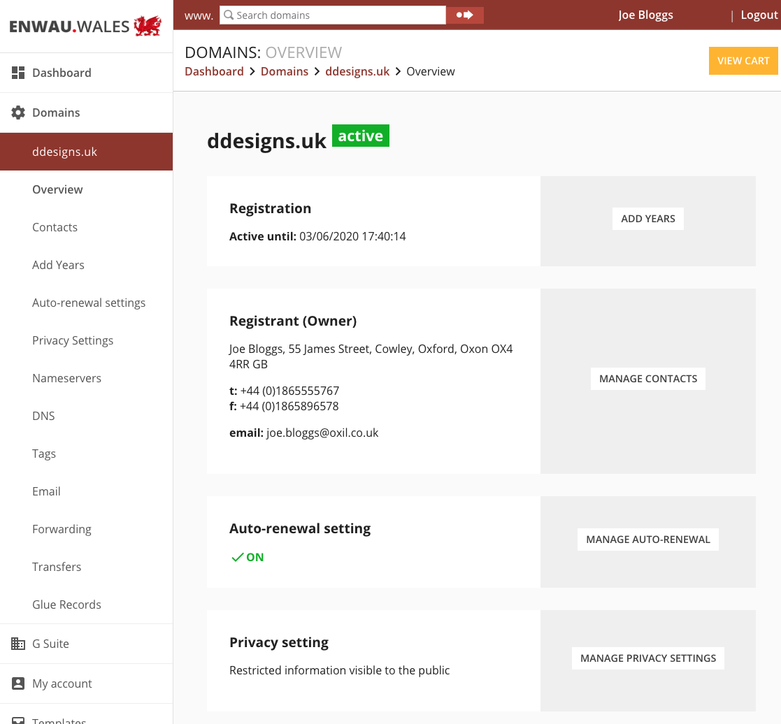 ENWAU Dashboard Manage Domain from Single Dashboard